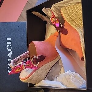 COACH Poppy Espadrille Wedge Slingback Sandal New